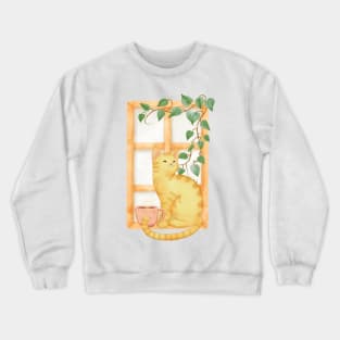 Cats and Coffee Watercolor Crewneck Sweatshirt